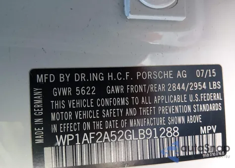 2016 Porsche Macan Turbo из США, поврежденный, VIN WP1AF2A52GLB91288